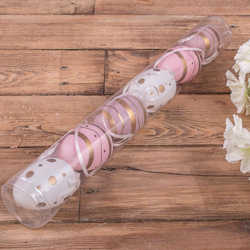 Яйца в тубусе пластиковые для декора 6 шт. (3553-3)