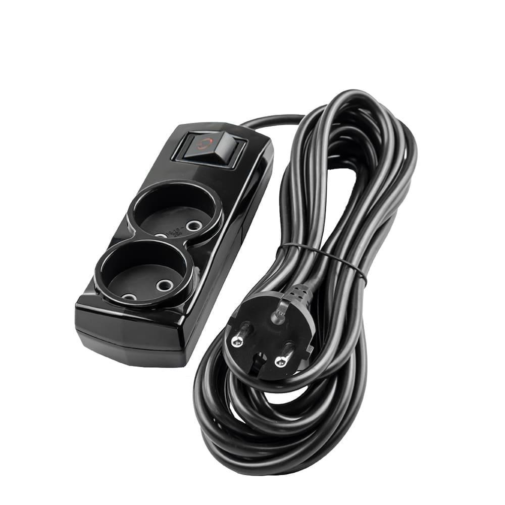 Подовжувач двомісний Violux без заземлення з вимикачем 3 м Чорний (920382)