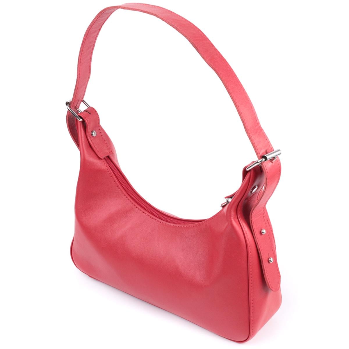 Сумка багет Shvigel Bag 22832 с регулируемым ремнем из гладкой натуральной кожи.