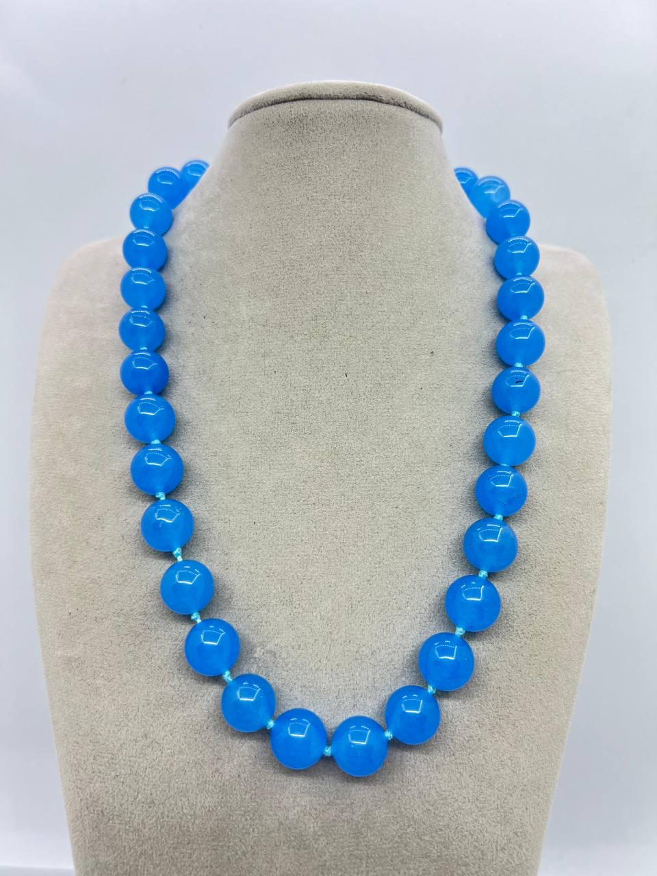 Бусы агат 12 мм 44 см Синий (10990)