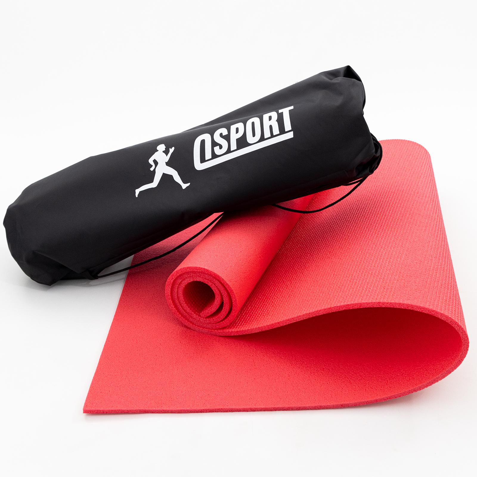Коврик для йоги и фитнеса OSPORT n-0008 Спорт 8 мм + чехол Красный