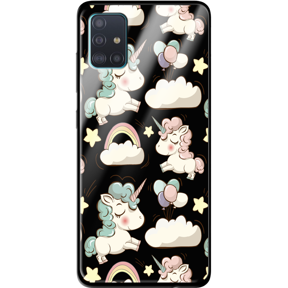 Чохол Boxface Samsung A515 Galaxy A51 Unicorns Чорний силікон зі склом (38808-cc2-39407)