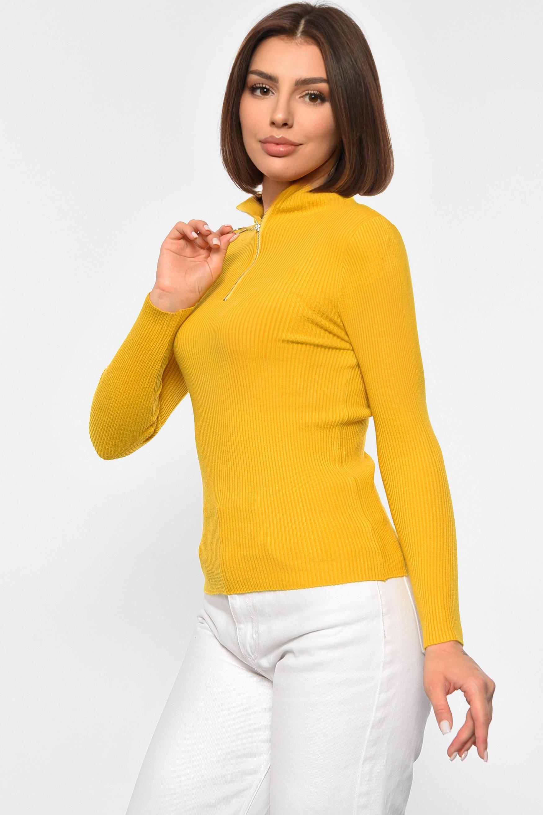 Гольф жіночий однотонний із замком S-M Жовтий (188263) - фото 2