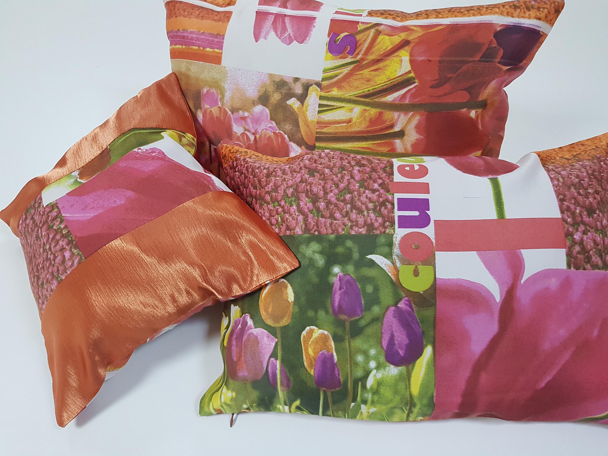 Комплект декоративних подушок Firanka Flowers Abstract 40х40 см 1 шт. 40х30 см 1 шт. 30х22 см 1 шт. Помаранчевий (п_0666) - фото 3