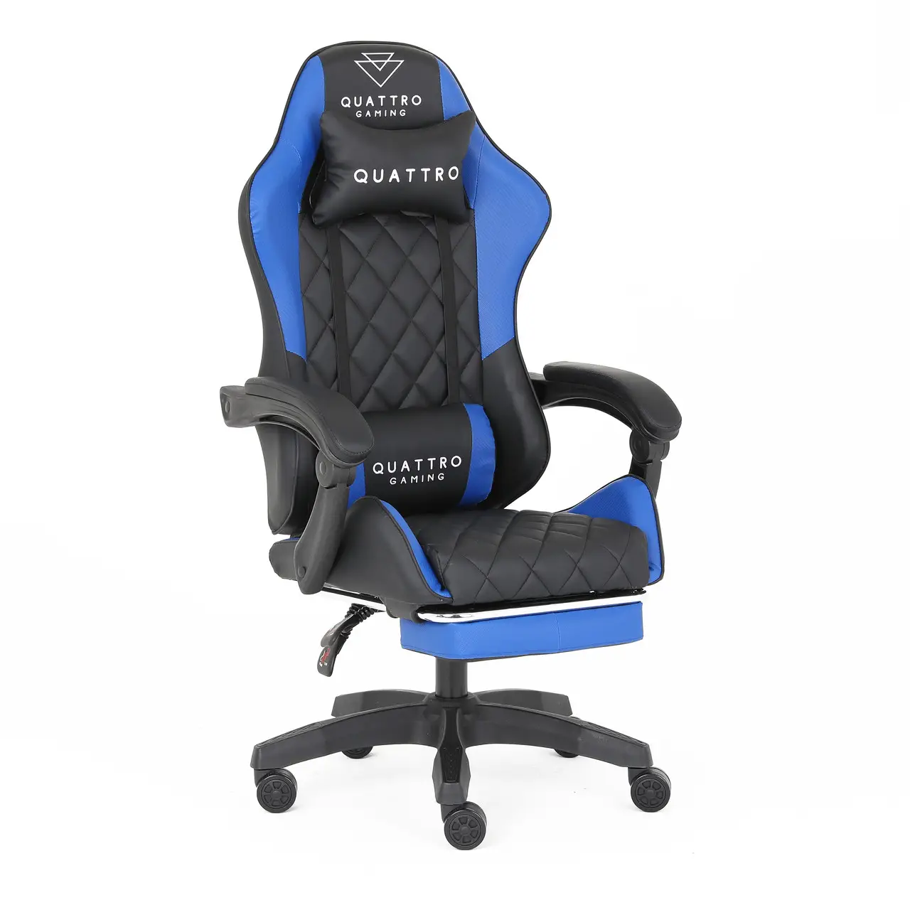 Кресло компьютерное Gaming Quattro с подставкой для ног Черно-синий (2985)