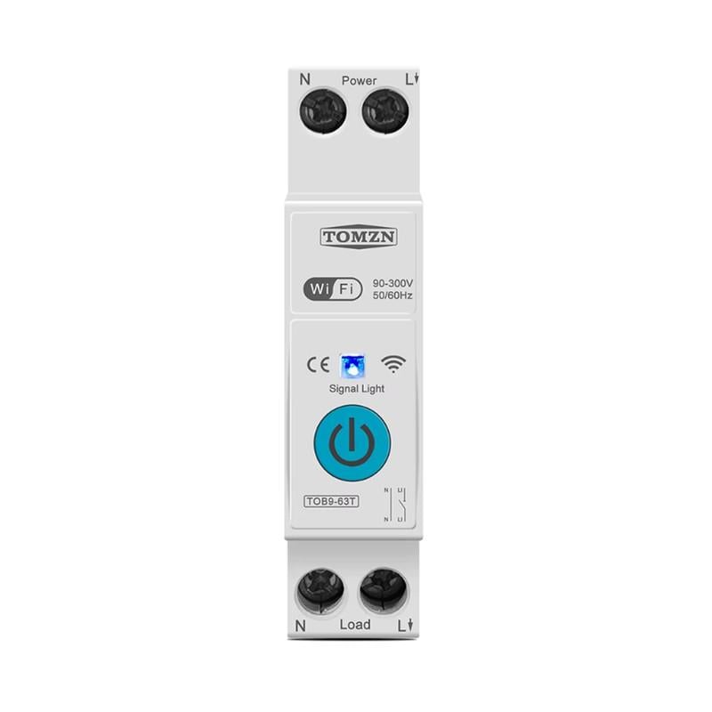 Выключатель умный WiFi TOMZN с счетчиками/таймером 1P+N 32A 230V Smart Life/Tuya (TOB9-63M-32A)