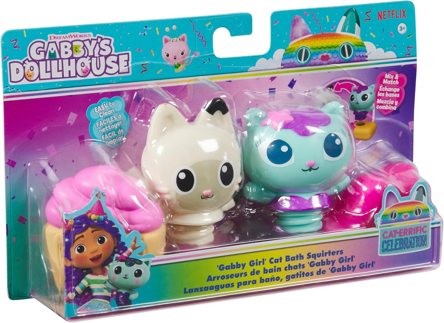 Іграшки для ванни Gabby's Dollhouse Gabby Cat Bath Squirters Toddler Bath Toys with Floaters (007898765)