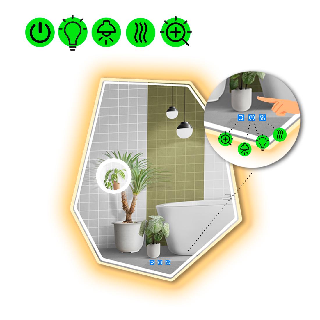 Зеркало с LED подсветкой Montagna 4 с тремя сенсорами/подогревом и линзой с подсветкой 60x45 см (8776832)