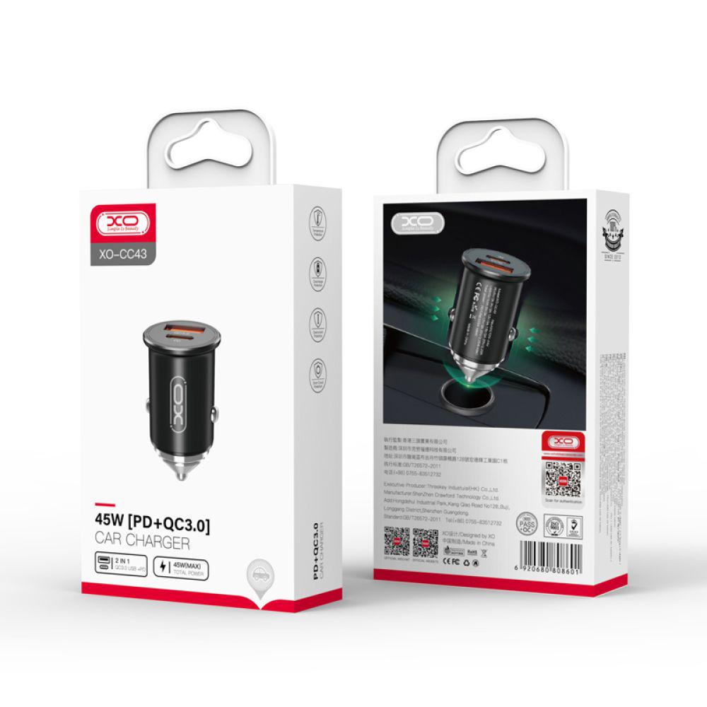 Зарядний пристрій автомобільний XO CC43 PD+QC3,0 45W (27711196) - фото 2 Зарядний пристрій автомобільний XO CC43 PD+QC3,0 45W (27711196) - фото 2