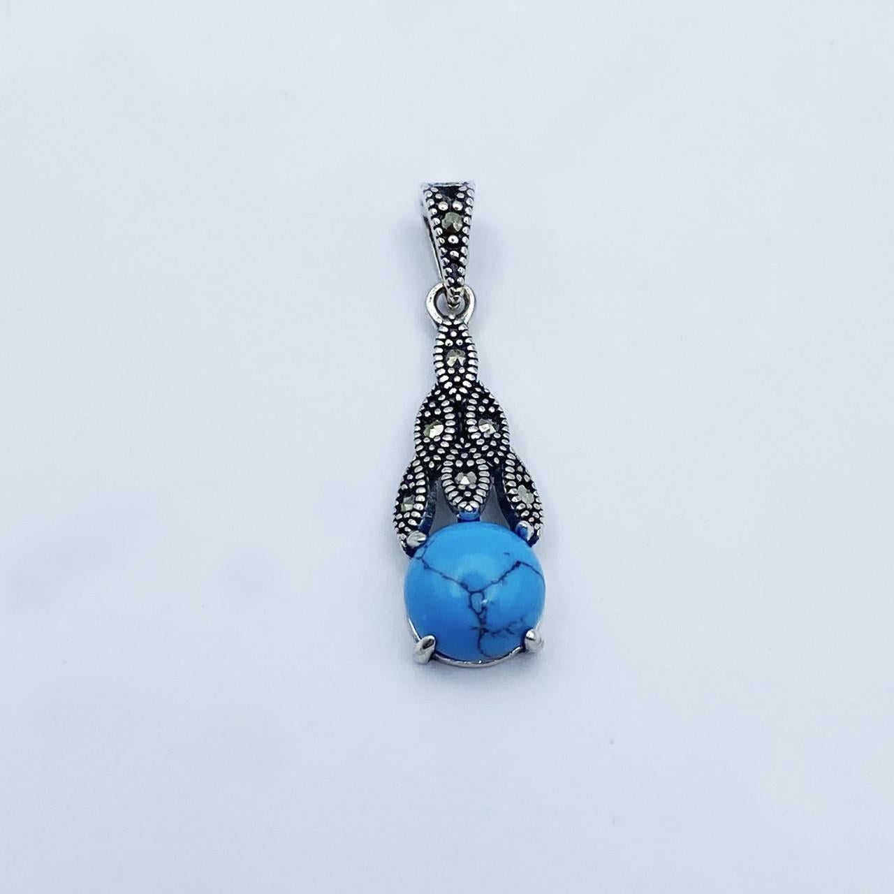 Серебряный кулон с бирюзой и марказитом 1,88 г (2247604406)