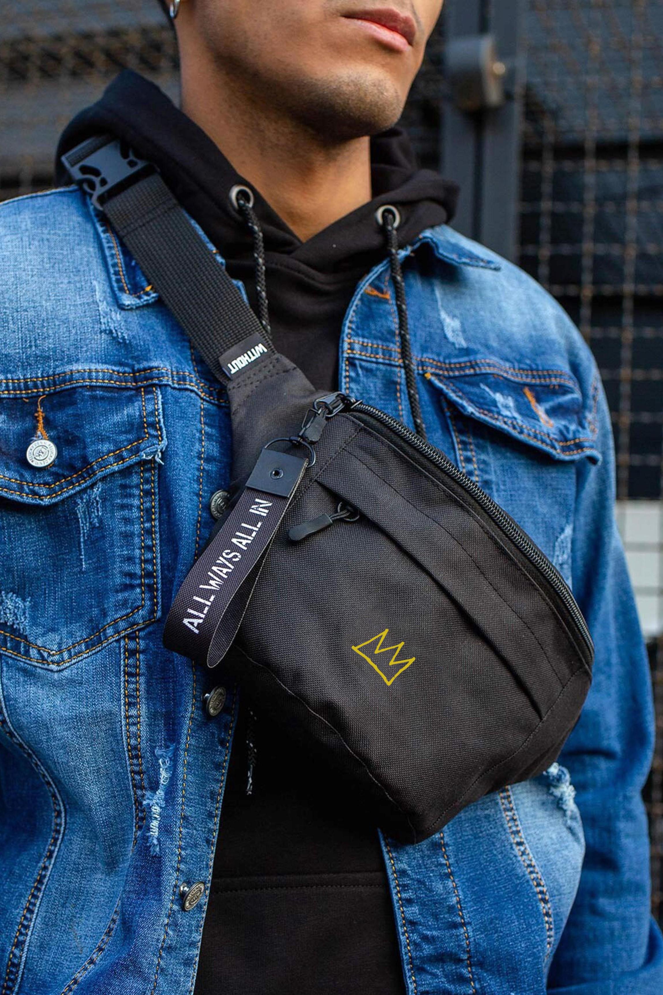 Бананка через плечо Without с принтом Crown Black (8055326)