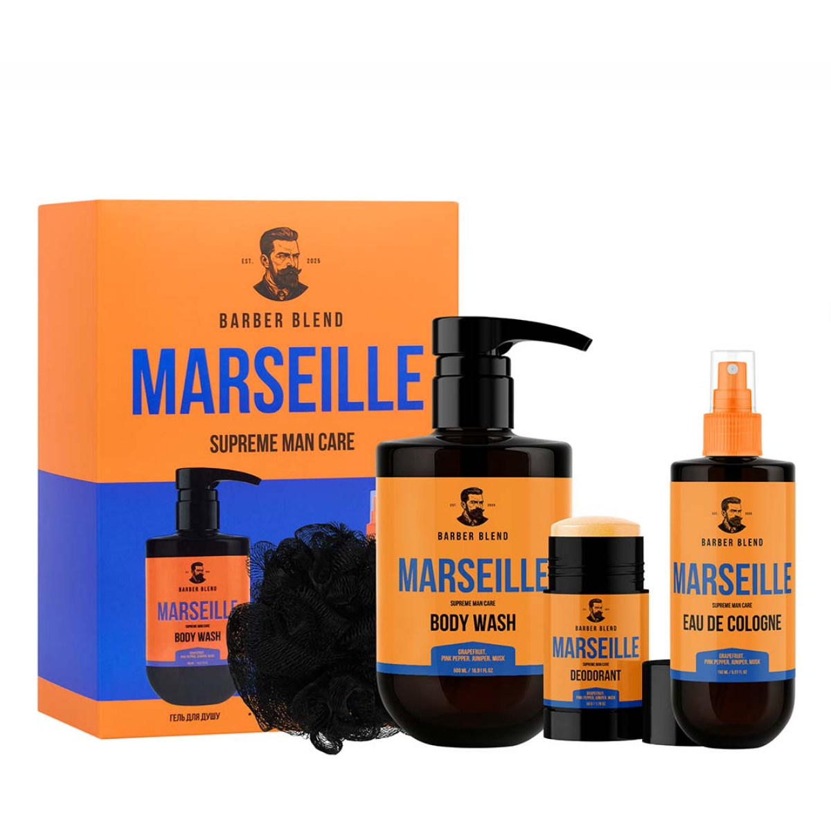 Подарочный набор косметики для мужчин Barber Blend Marseille 4 продукта