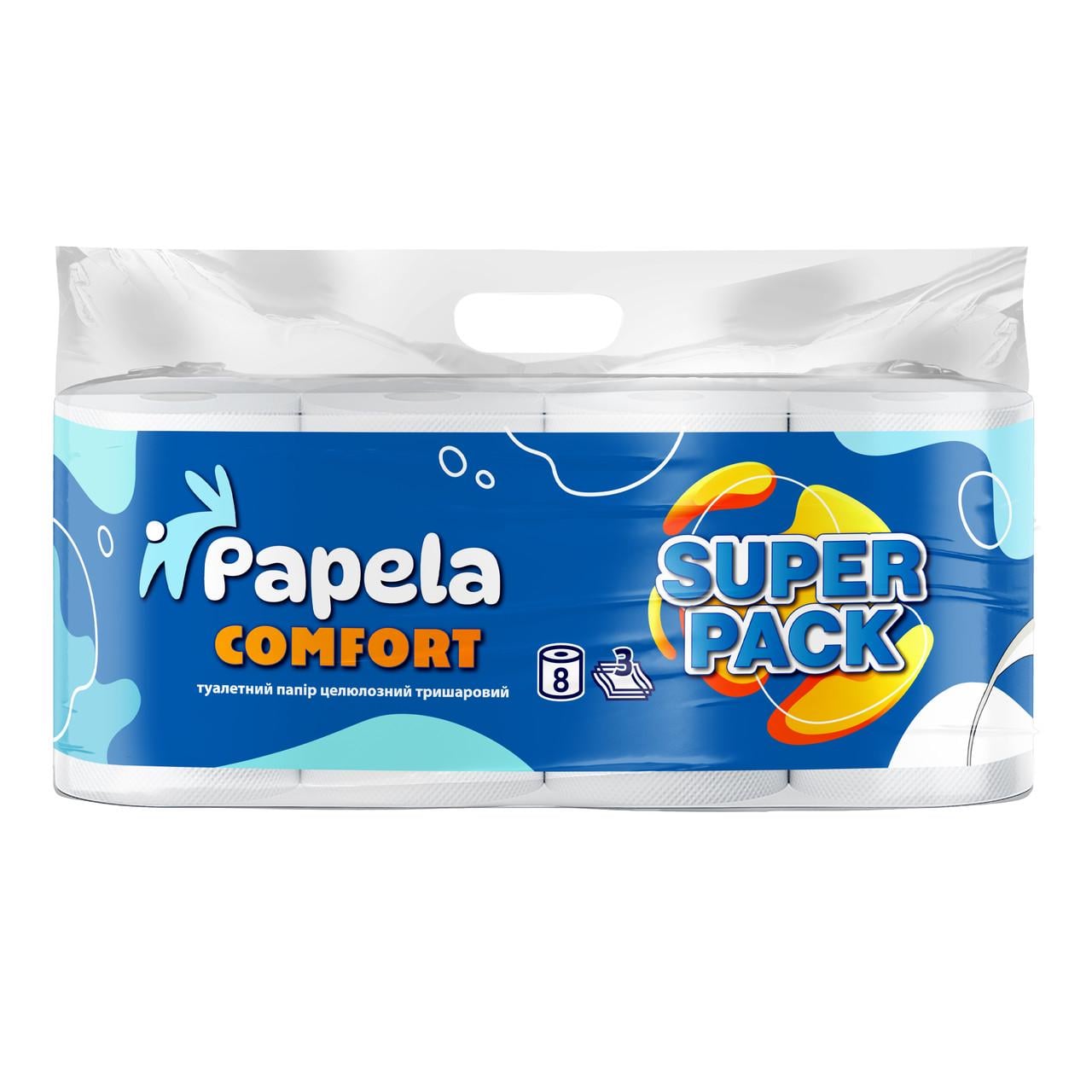 Туалетний папір Papela Comfort Super Pack 8 рулонів 3 шари Туалетний папір Papela Comfort Super Pack 8 рулонів 3 шари