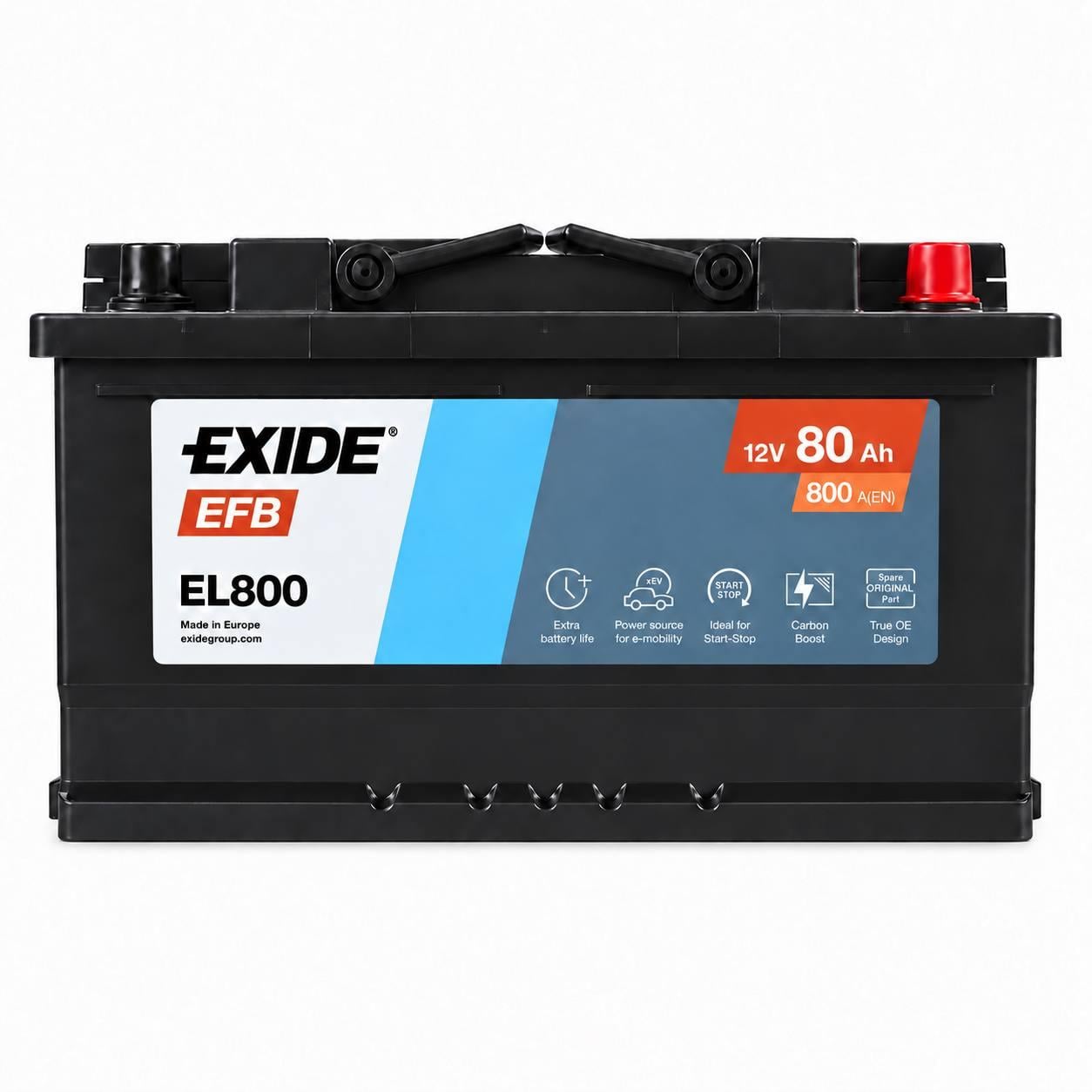Акумулятор автомобільний EXIDE EFB 80 Ah 800A R+ 12V (3204836669) Акумулятор автомобільний EXIDE EFB 80 Ah 800A R+ 12V (3204836669)