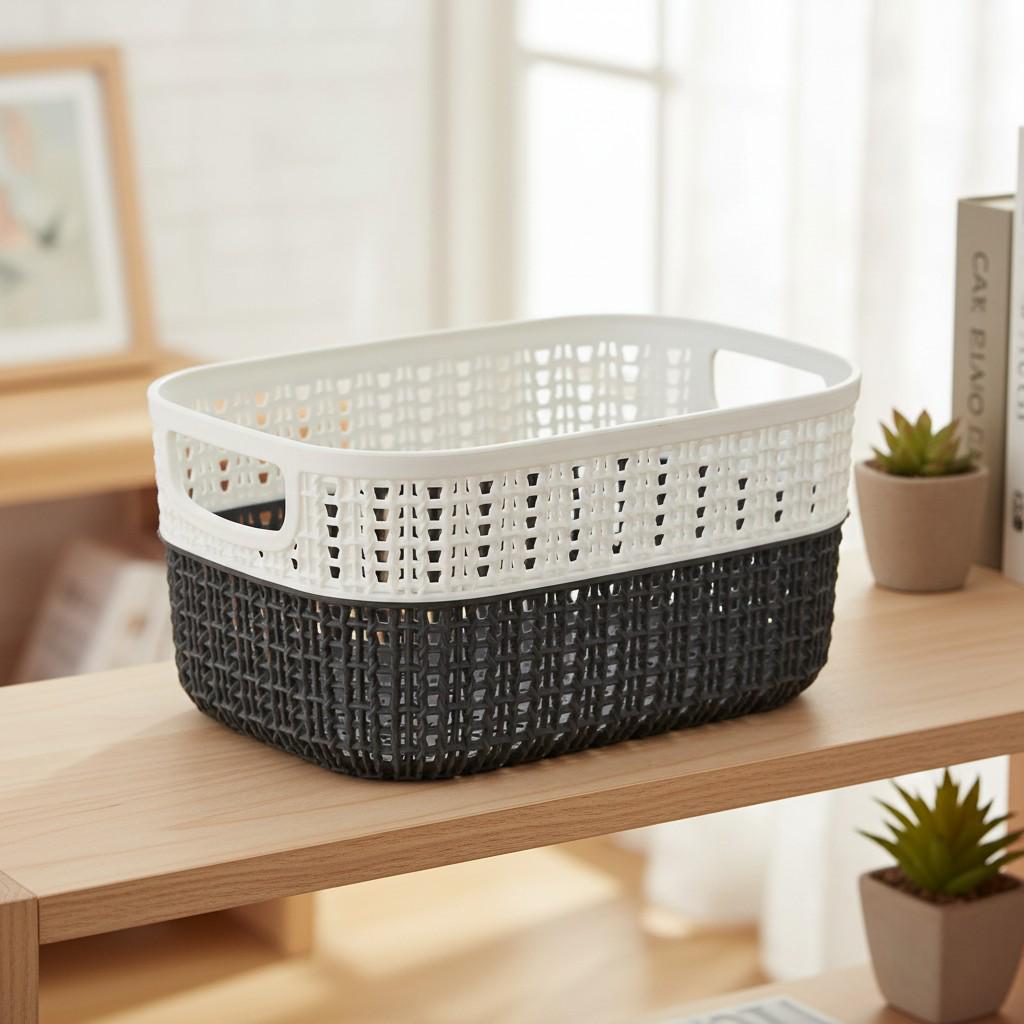 Корзина овальная с ручками пластиковая 6,8 л 28,5х22х15 см (062-WHITE)
