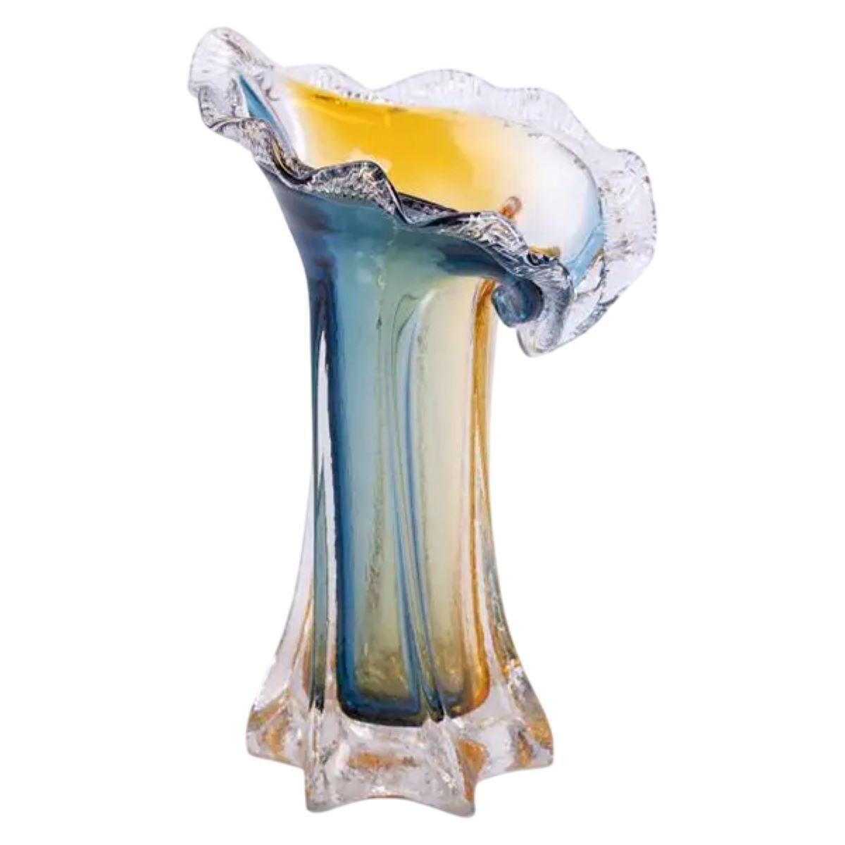 Ваза декоративная стеклянная для цветов HP-9-524,5 см Желто-синий (A-034023)