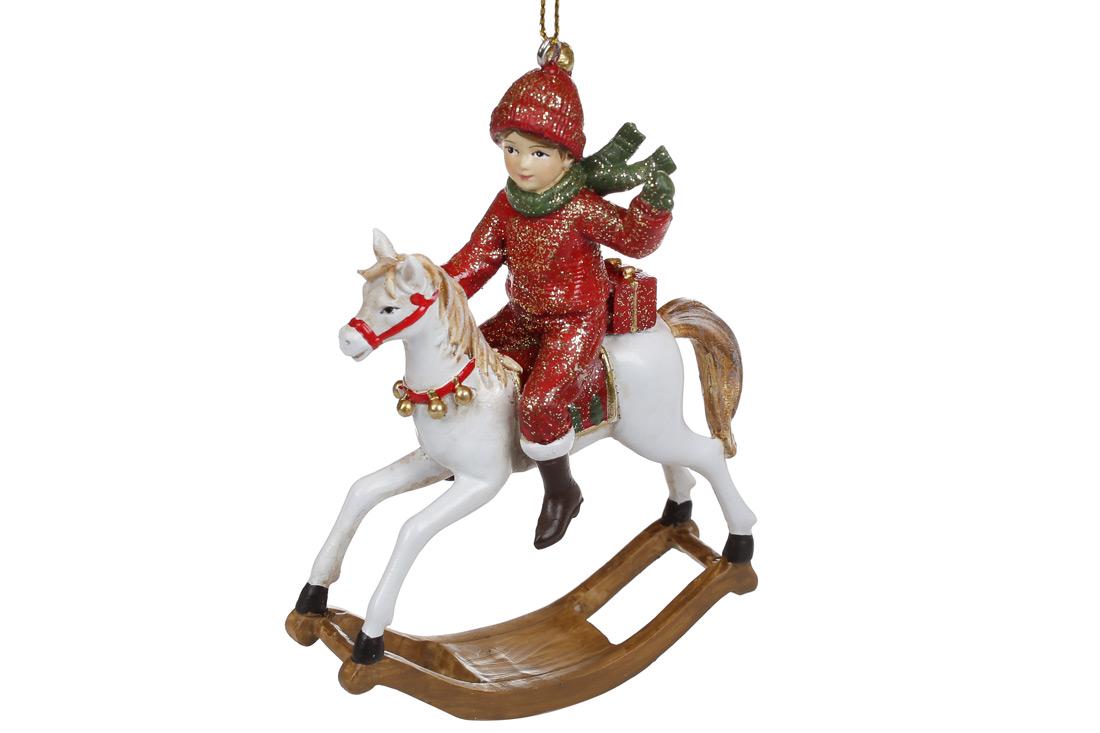 Декоративная фигурка на подвесе BonaDi Мальчик на коне 12 см (707-047)
