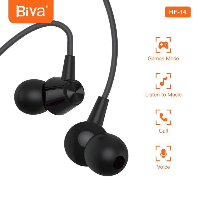 Наушники с микрофоном BIVA HF-14 Wirred Earphones with mic Black - фото 7