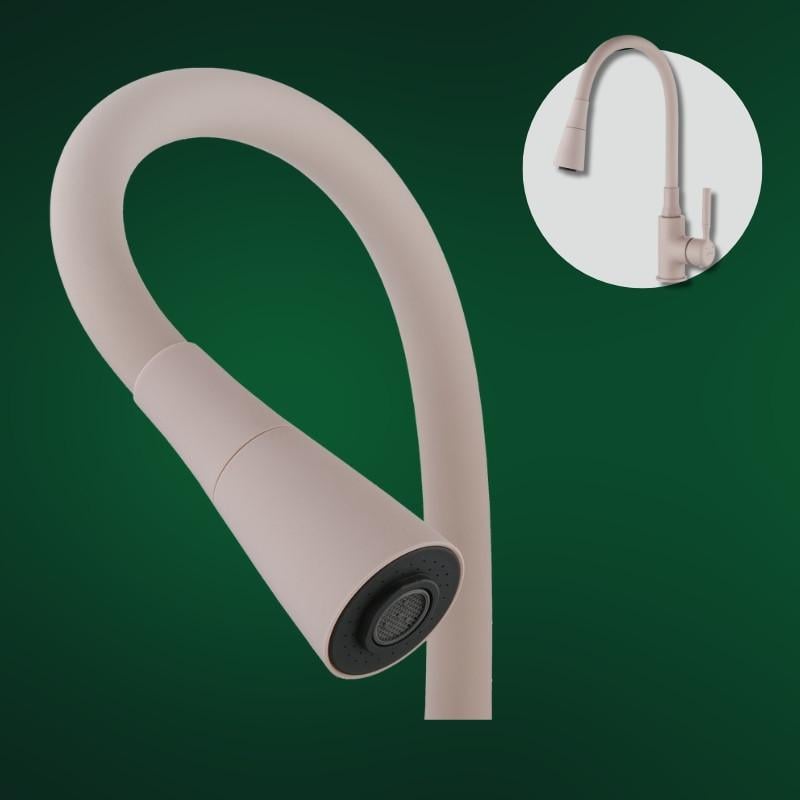 Смеситель для мойки кухонный Invena Pogo Plus 2-функциональный с эластичным носиком Бежевый (2697549892) - фото 3 Смеситель для мойки кухонный Invena Pogo Plus 2-функциональный с эластичным носиком Бежевый (2697549892) - фото 3