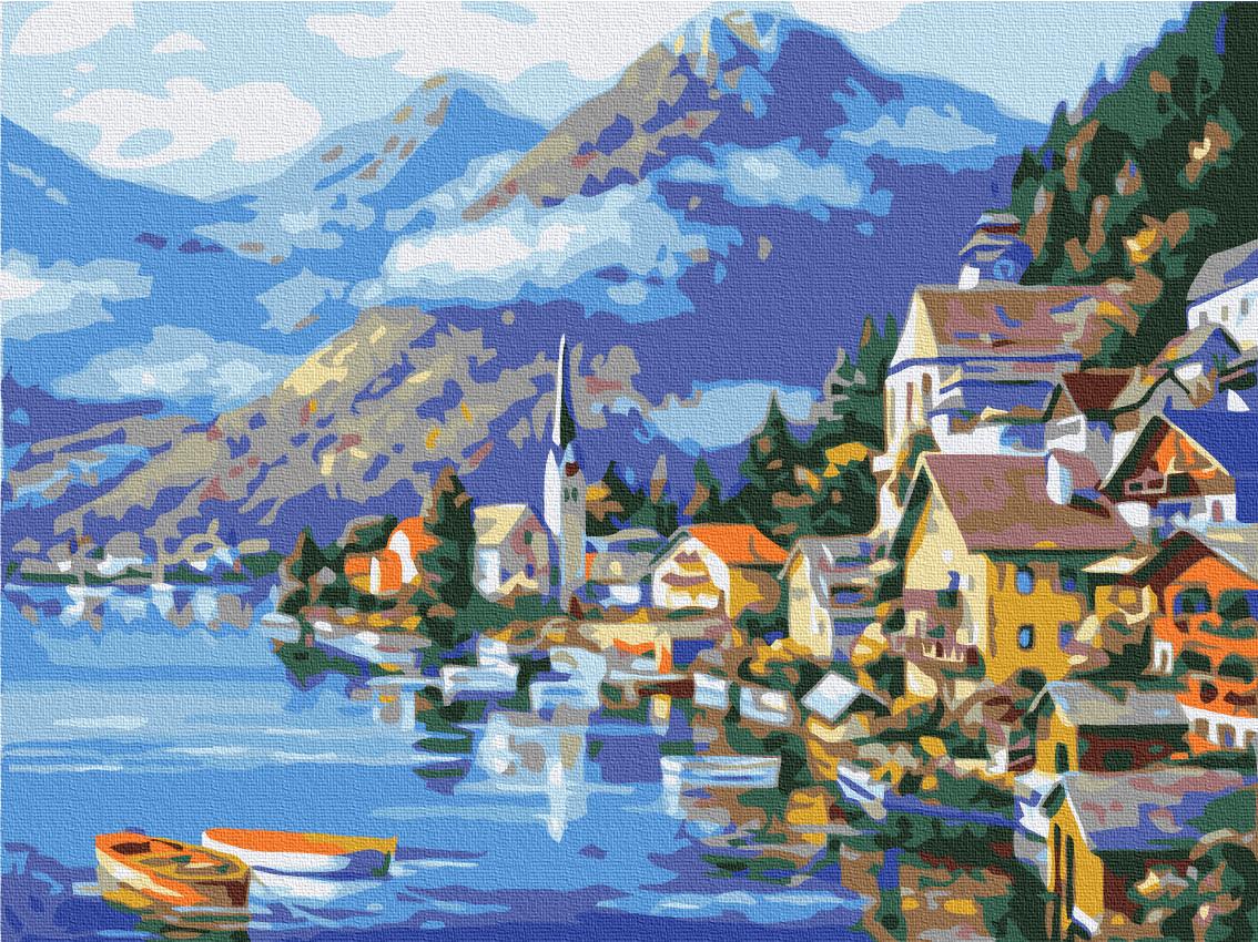 Картина по номерам Brushme Премиум Деревня у подножья горы 40x50 см (PBS6936)