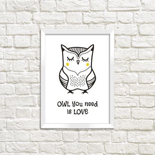 Постер в рамке OWL вам нужен будет love 21х30 см A4 (WMT4_ART060_WH)