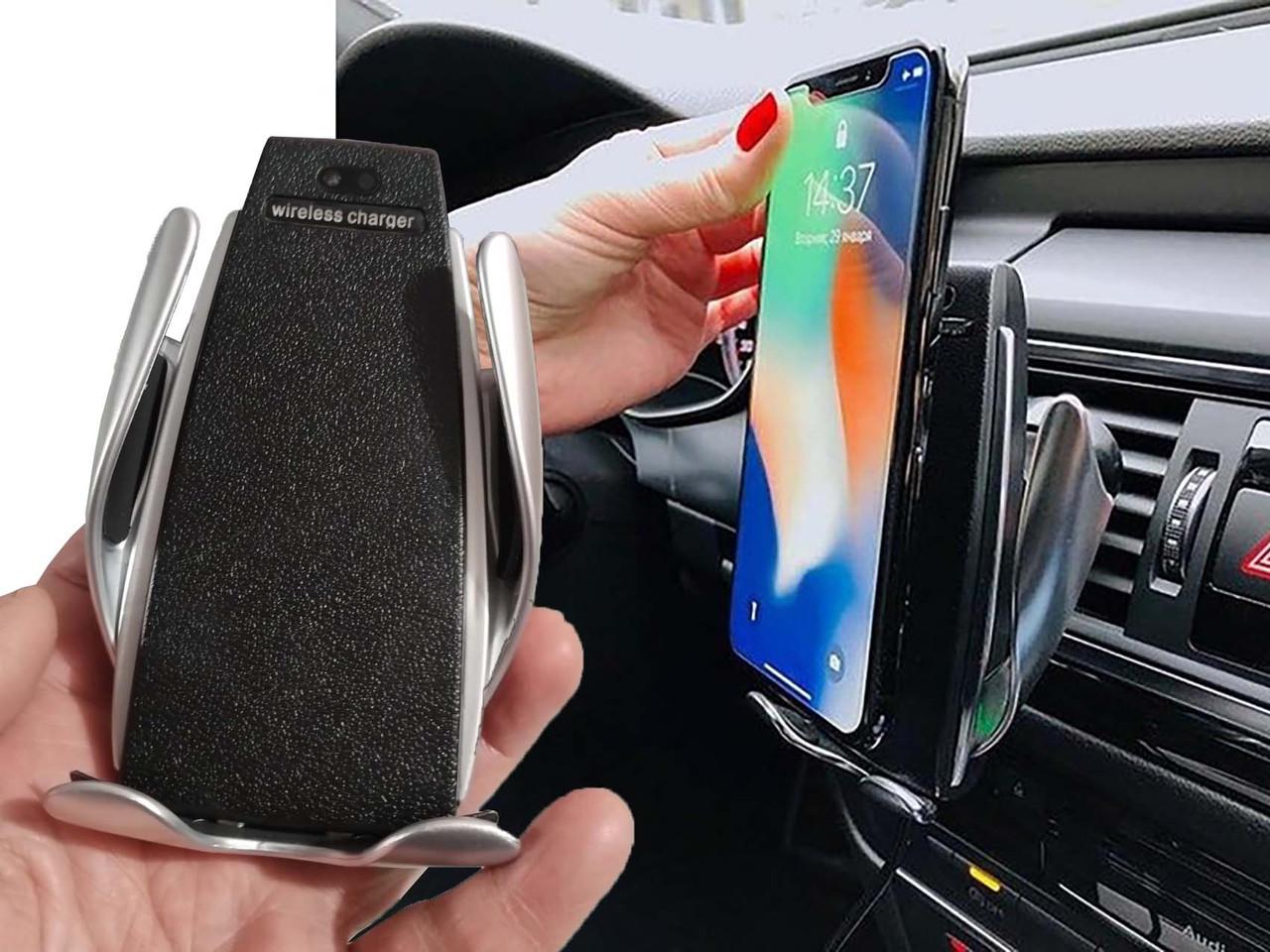 Автомобильный держатель телефона с беспроводной зарядкой Smart Sensor S5 Wireless Car Charger Silver - фото 4 Автомобильный держатель телефона с беспроводной зарядкой Smart Sensor S5 Wireless Car Charger Silver - фото 4
