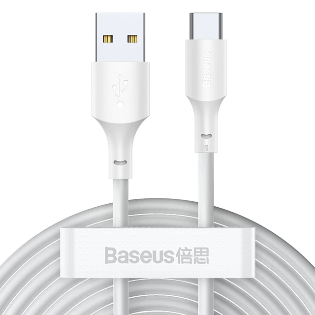 Кабель USB Type-C BASEUS Simple Wisdom для быстрой зарядки 5A 40W 1,5 м 2 шт. White