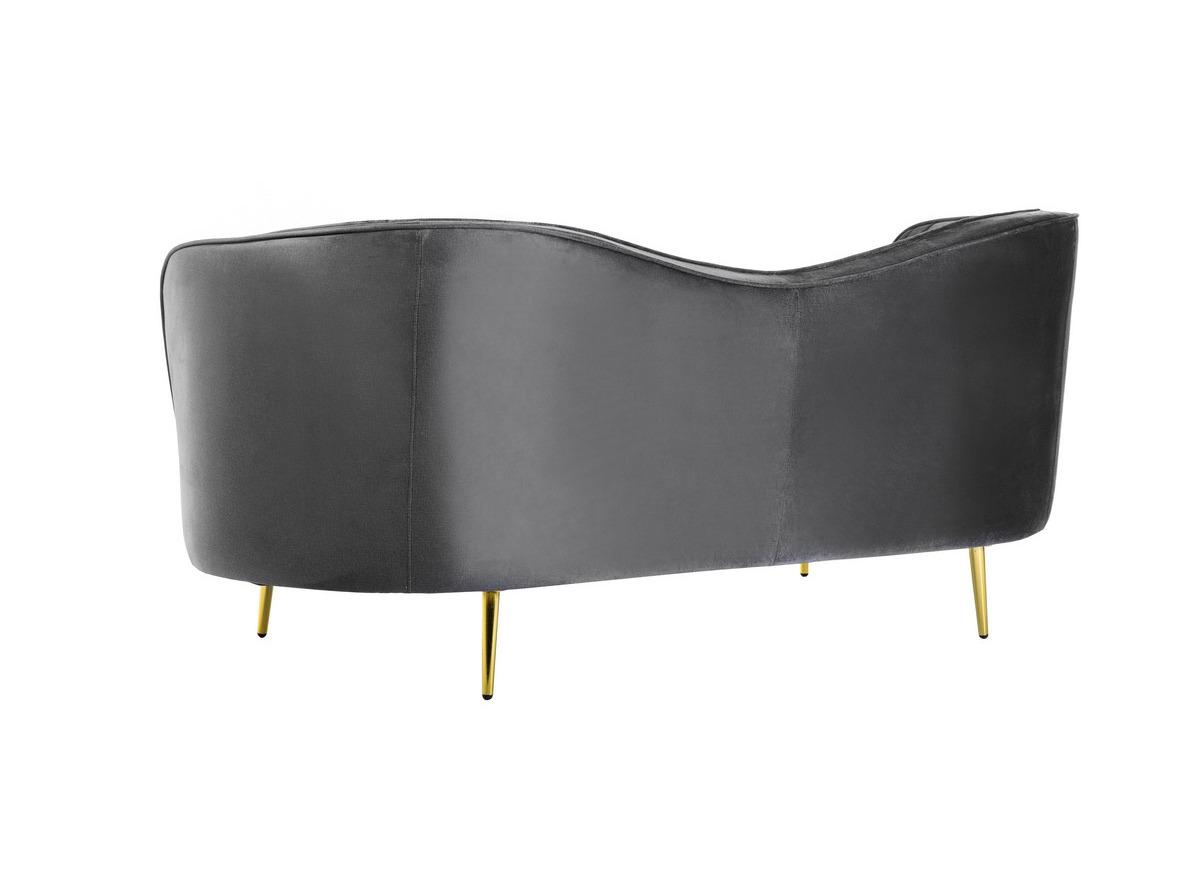 Диван-софа Vetro Mebel Моніка латунь/дерево/тканина велюр 1850х870х840 мм Золотий/Сірий - фото 3 Диван-софа Vetro Mebel Моніка латунь/дерево/тканина велюр 1850х870х840 мм Золотий/Сірий - фото 3