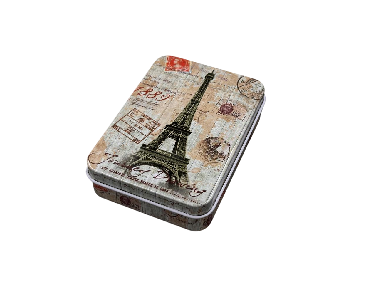 Коробка подарочная с принтом Париж металлическая прямоугольная 9х7х2 см Разноцветный (GL-111-2)