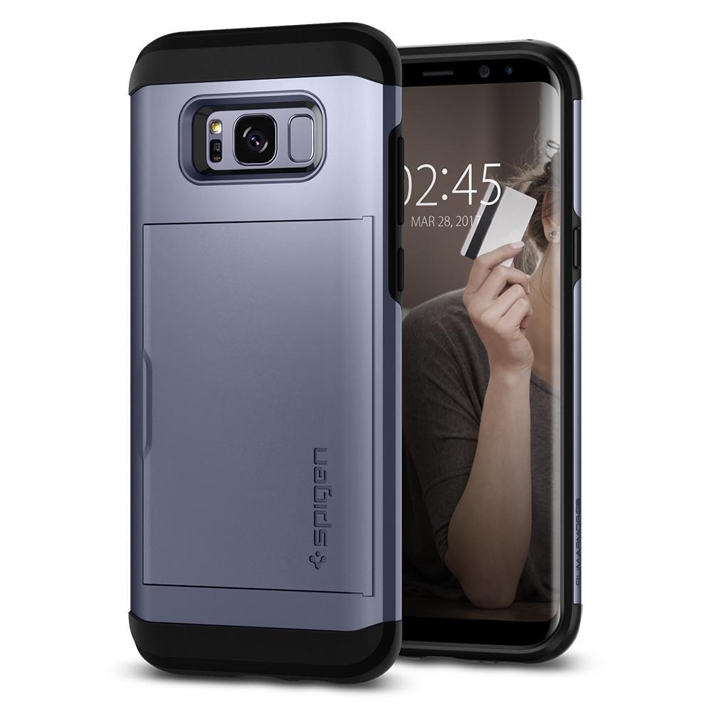 Чехол противоударный Spigen Slim Armor CS  (Б.У.) с отделением для карт для Samsung Galaxy S8 Blue Coral