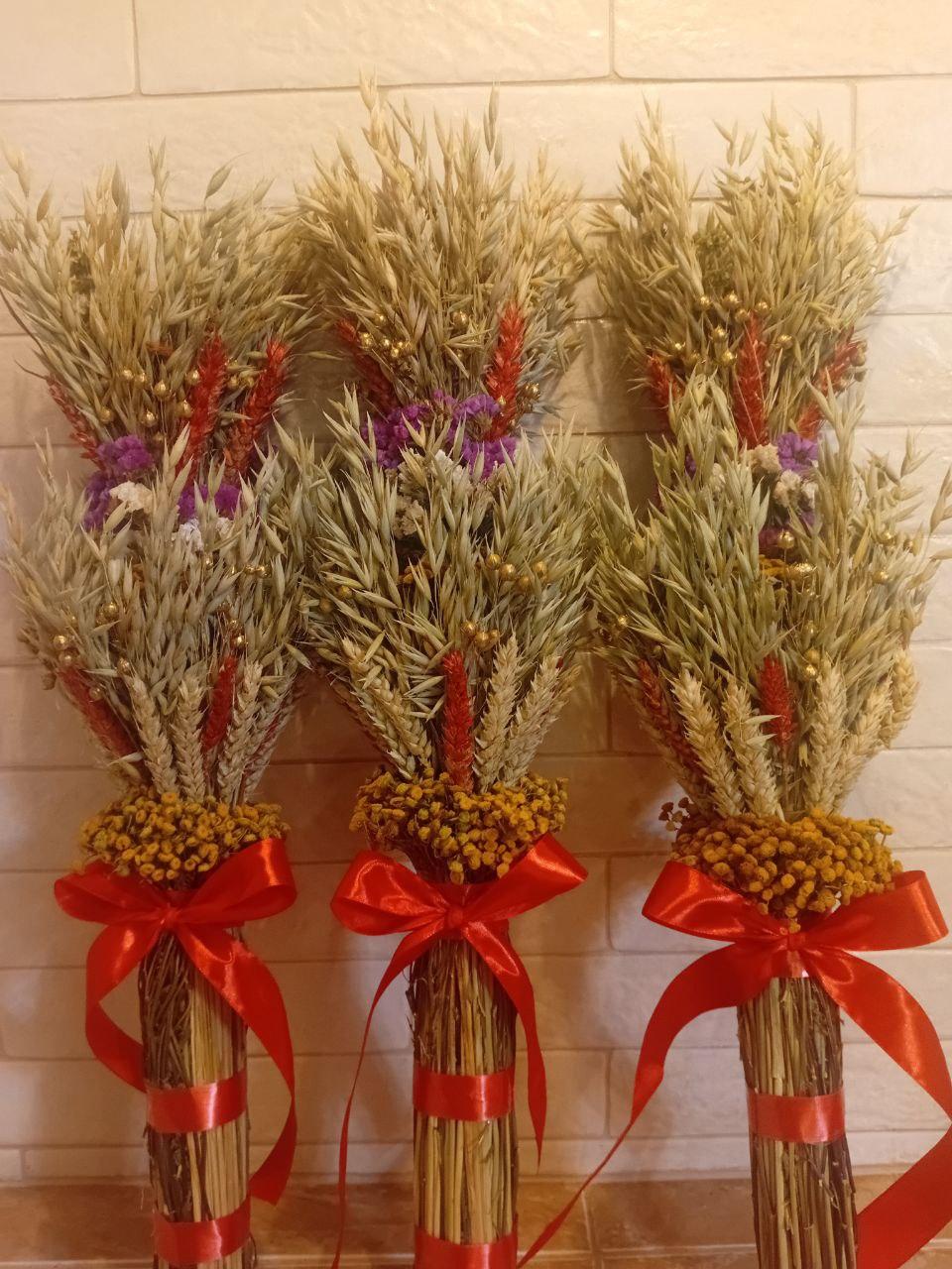 Дидух рождественский из колосья пшеницы/льна и овса 50-55 см с красной лентой (2813747862) - фото 5 Дидух рождественский из колосья пшеницы/льна и овса 50-55 см с красной лентой (2813747862) - фото 5