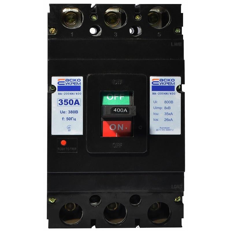 Автоматичний вимикач силовий Аско-Укрем ВА-2004N/400 3 полюси 350А 35kA A0010040073 (51384) Автоматичний вимикач силовий Аско-Укрем ВА-2004N/400 3 полюси 350А 35kA A0010040073 (51384)