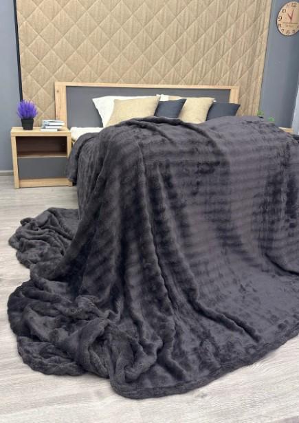 Покривало плюш Soft Night в смужку 200х230 см Графітовий (87-133) - фото 4 Покривало плюш Soft Night в смужку 200х230 см Графітовий (87-133) - фото 4