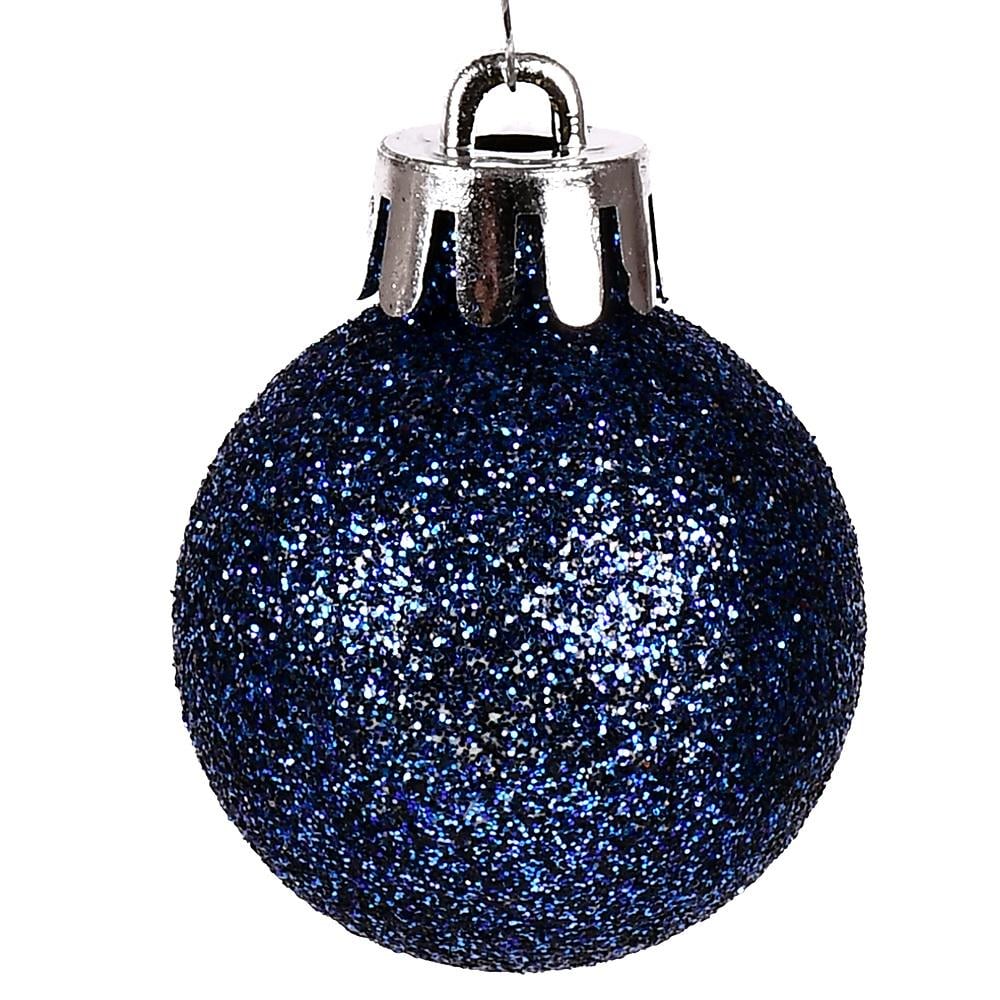 Ялинкові кульки 8 см Блискітки 50 шт. Blue