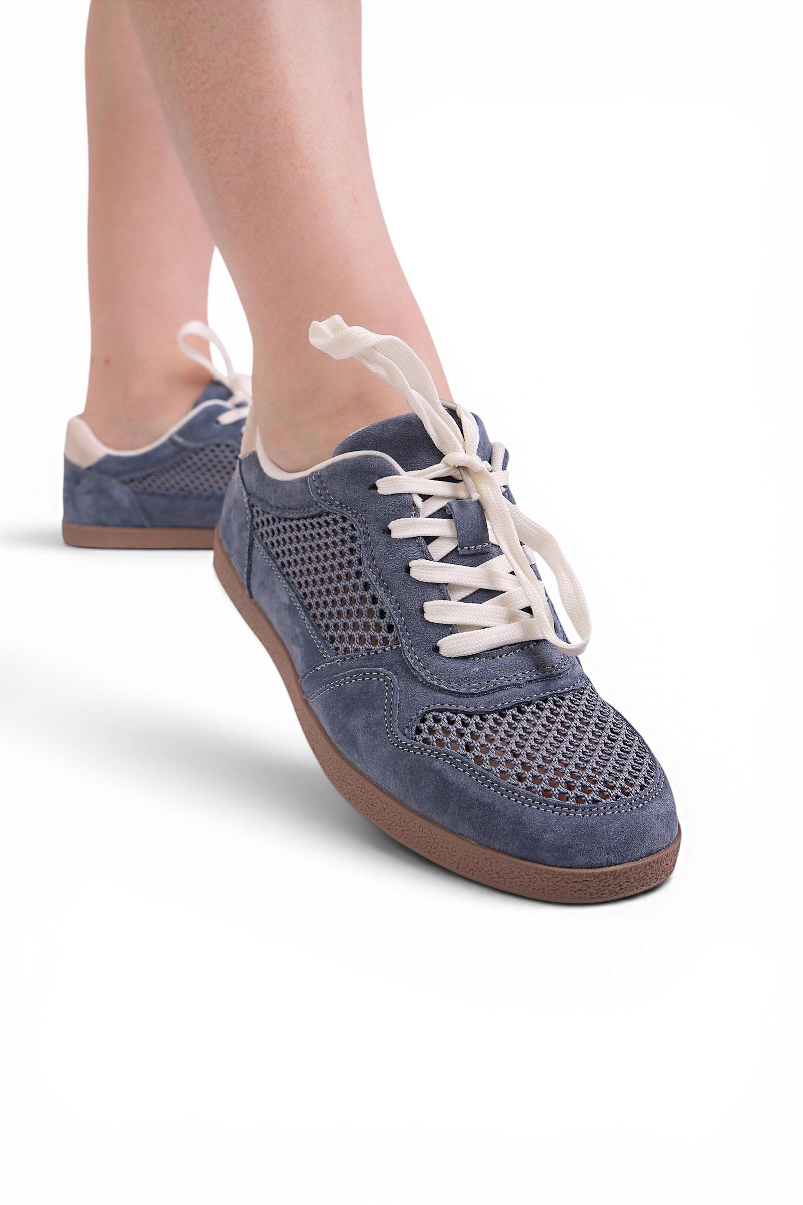 Кеды женские Where Uwear из натуральной замши и текстиля 351169 р. 36 Синий (351169_36) - фото 5