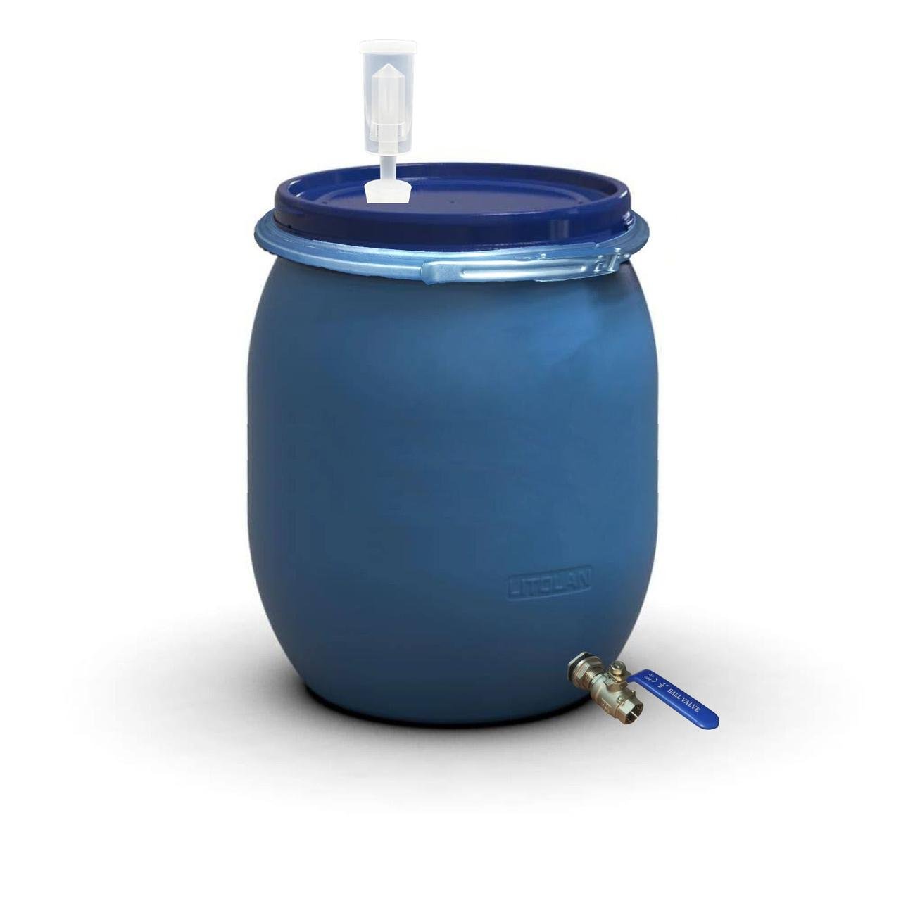 Бочка для брожения Litolan с гидрозатвором U металлическим хомутом и краном 1/2" из нержавеющей стали AISI 304 100 л (27584М) - фото 1