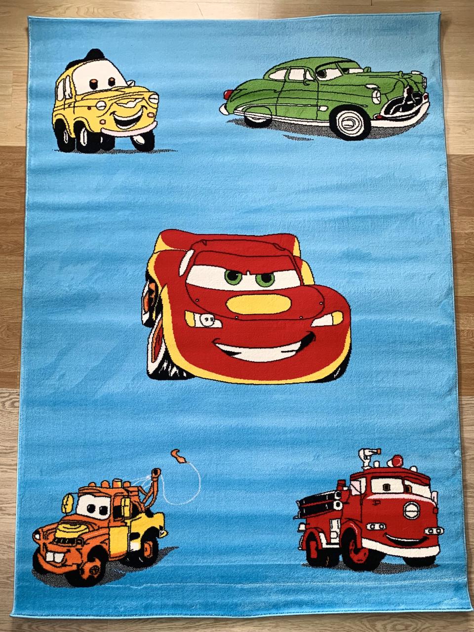 Ковер детский с машинками Тачки A727A прямоугольный для комнаты 200x300 см Голубой (2644422075)