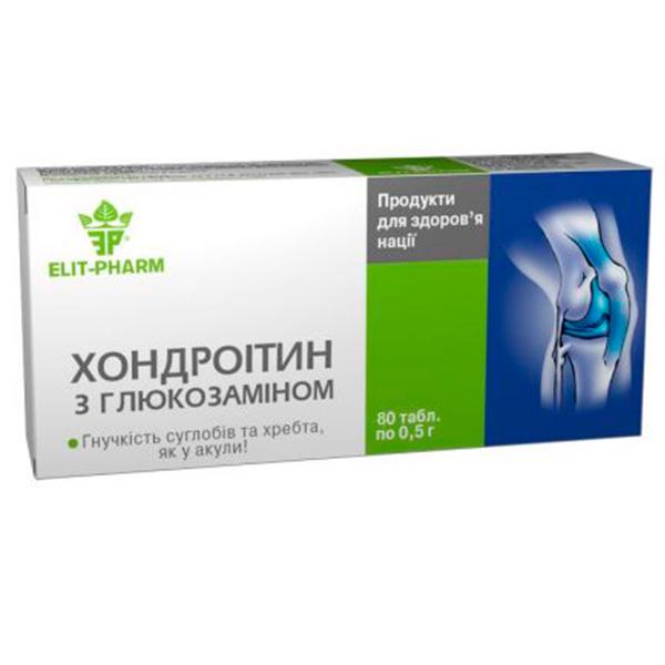 Препарат для суглобів та зв'зок Elit-Pharm Хондроітин з глюкозаміном 80 табл. (000025390)