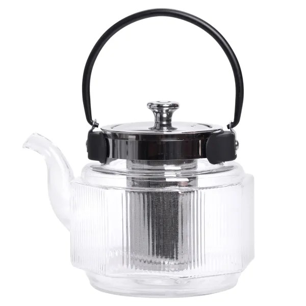 Чайник заварочний Yiwu зі знімним фільтром із жаростійкого скла 1,1 л Чорний (147-107-HP-33-4)