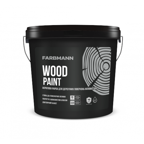 Фарба акрилова напівматова Farbmann WOOD PAINT база А 2,7 л Білий (2761485863)