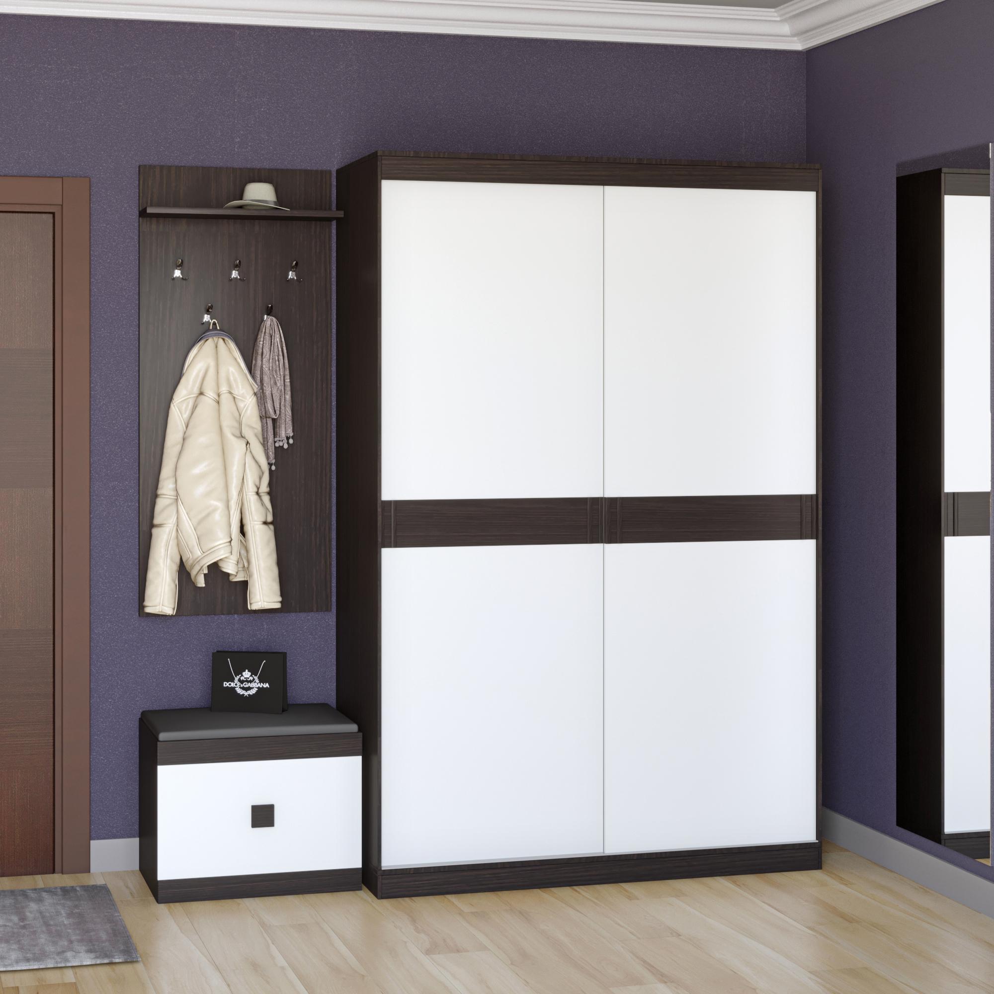 Передпокій Еверест Соната комплект 12-модульний 3 ел. Венге темний/білий (DTM-2525)