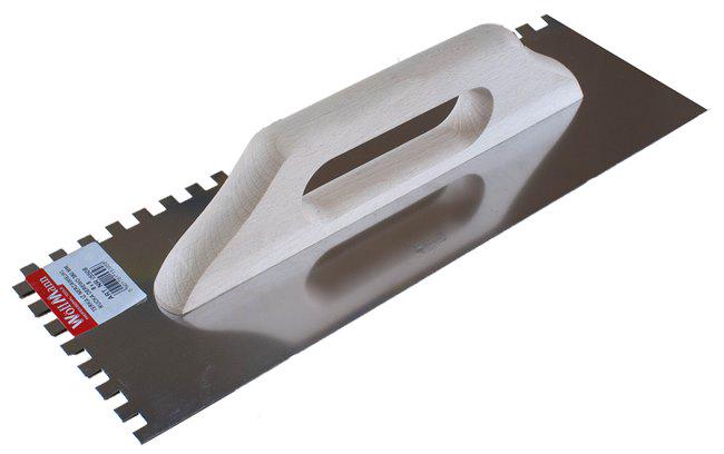 Терка WoffMann з нержавіючої сталі з дерев'яною ручкою 130х380 мм із зубом 8х8 мм