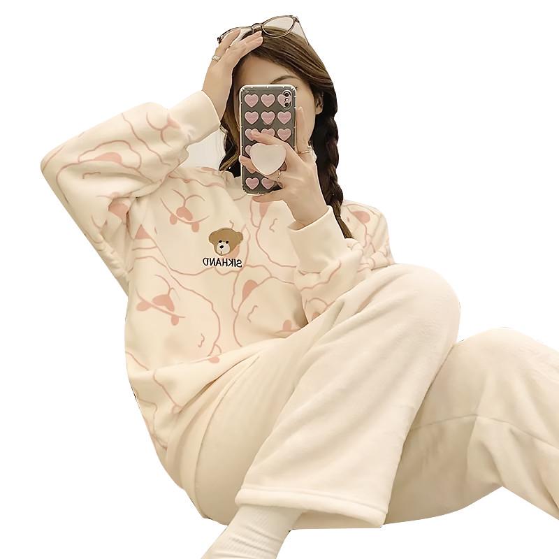 Пижама женская Lesko 301 Bear Pink рубашка с длинным рукавом и штанами 2XL Белый (2425733768) - фото 4 Пижама женская Lesko 301 Bear Pink рубашка с длинным рукавом и штанами 2XL Белый (2425733768) - фото 4