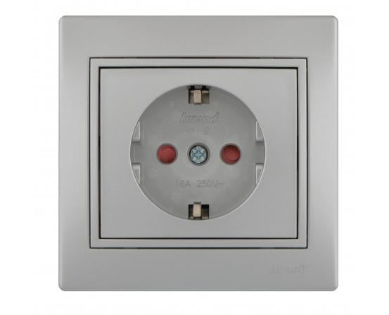 Розетка Mira одинарная защита от детей Серебристая (701-1010-124B)