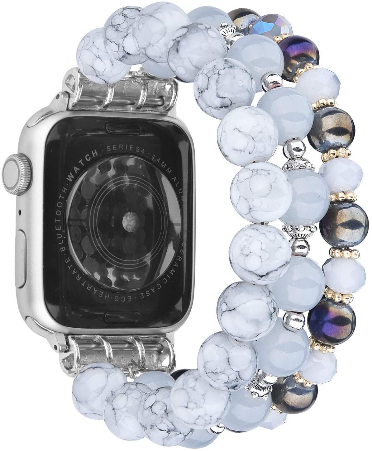 Ремешок для Apple Watch Свежесть из бусин 42-44 мм Бело-синий