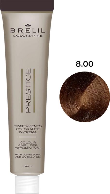 Крем-краска для волос Brelil Colorianne Prestige 8/00 с маслом камелии и экстрактом вербаскума Светло-русый интенсивный натуральный 100 мл (54838) Крем-краска для волос Brelil Colorianne Prestige 8/00 с маслом камелии и экстрактом вербаскума Светло-русый интенсивный натуральный 100 мл (54838)