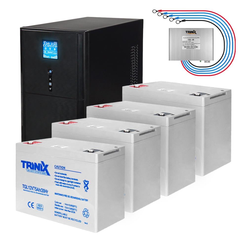 Комплект резервного живлення Kraft UPS PSW-3000VA LCD 2400W 48V та гелева батарея 3810 Wh (42-00064-3-1)