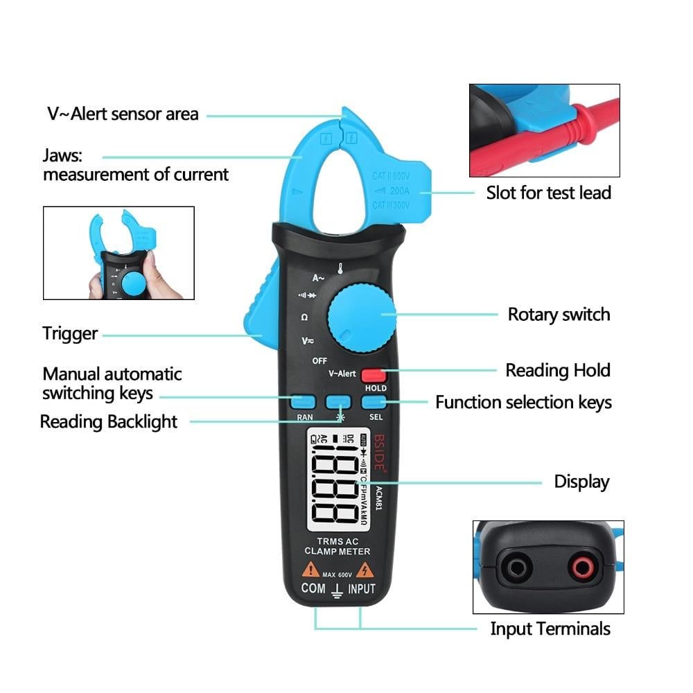 Клещи токоизмерительные BSIDE ACM81 True RMS - фото 8