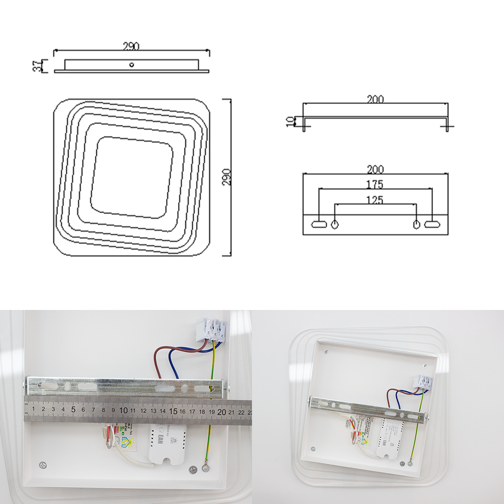 Світильник світлодіодний ESLLSE PLAZA 30 Вт керований S 290х290х45 мм Чорний (10604) - фото 6 Світильник світлодіодний ESLLSE PLAZA 30 Вт керований S 290х290х45 мм Чорний (10604) - фото 6