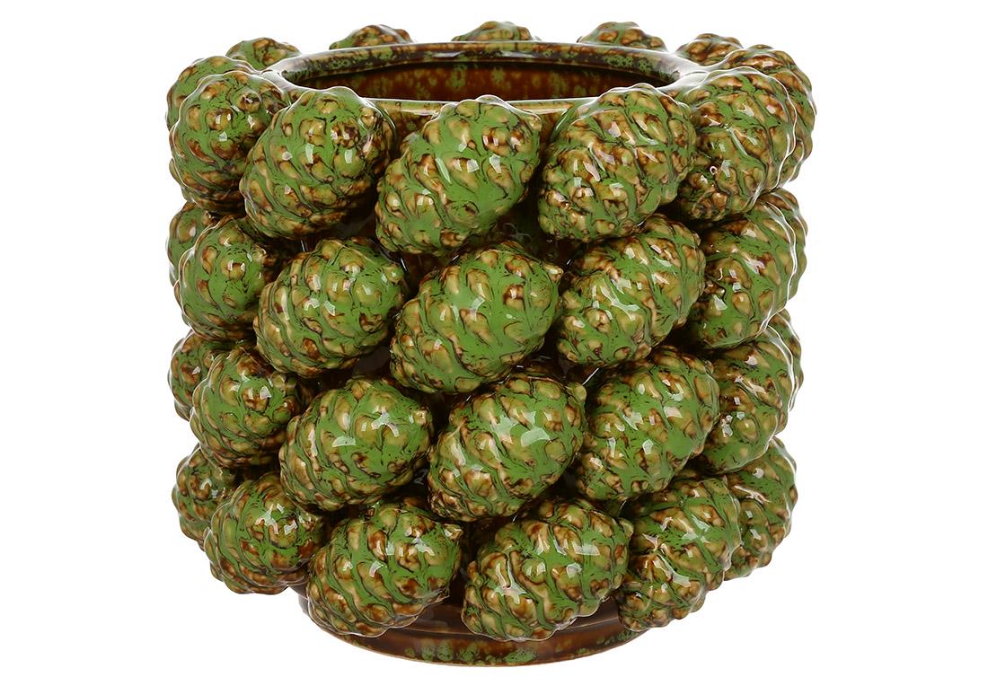 Ваза порцелянова Соснові шишки D18х16 см Зелений (457-351)